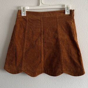 High-Waisted Tan Corduroy Skirt Size Small